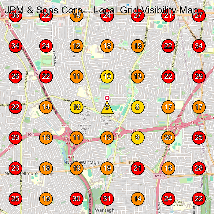 JPM & Sons Corp GeoGrid visibility map for Waterproofing Service in Merrick